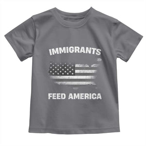 Immigrants Feed America Toddler T Shirt Grunge US Flag TS10 Charcoal Print Your Wear