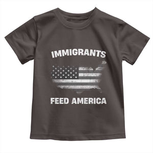 Immigrants Feed America Toddler T Shirt Grunge US Flag TS10 Dark Chocolate Print Your Wear