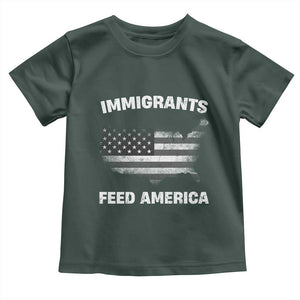 Immigrants Feed America Toddler T Shirt Grunge US Flag TS10 Dark Forest Green Print Your Wear