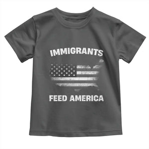 Immigrants Feed America Toddler T Shirt Grunge US Flag TS10 Dark Heather Print Your Wear