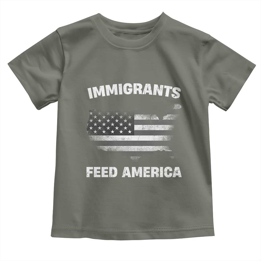 Immigrants Feed America Toddler T Shirt Grunge US Flag TS10 Military Green Print Your Wear