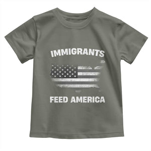 Immigrants Feed America Toddler T Shirt Grunge US Flag TS10 Military Green Print Your Wear