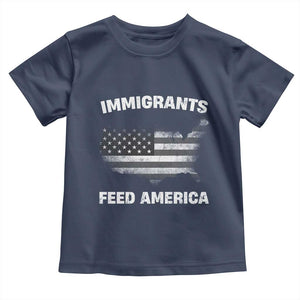 Immigrants Feed America Toddler T Shirt Grunge US Flag TS10 Navy Print Your Wear