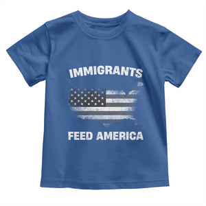 Immigrants Feed America Toddler T Shirt Grunge US Flag TS10 Royal Blue Print Your Wear