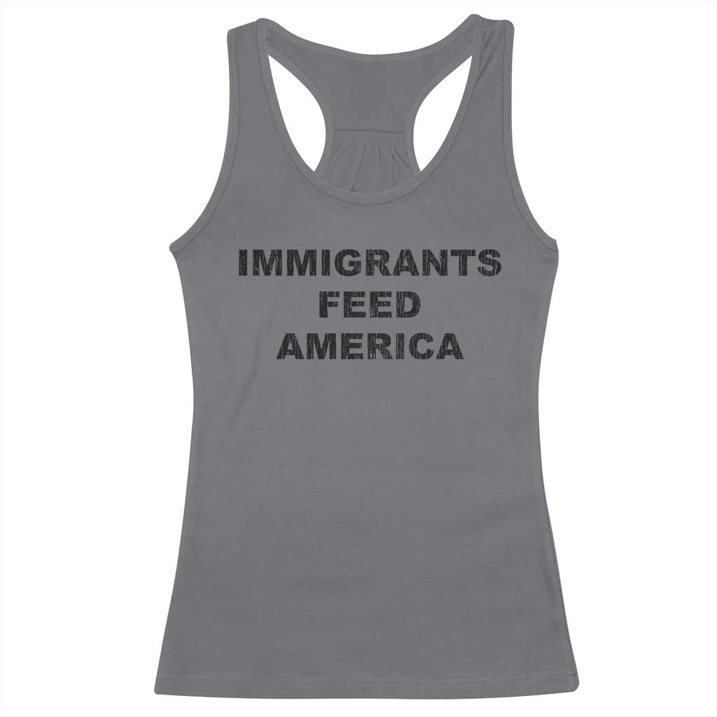 Immigrants Feed America Racerback Tank Top TS10 Charcoal Print Your Wear