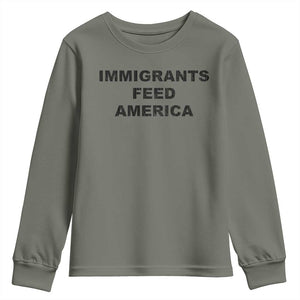 Immigrants Feed America Youth Sweatshirt TS10 Military Green Print Your Wear