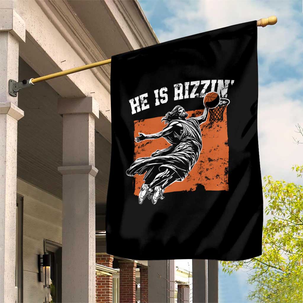 He is Rizzin Garden Flag Funny Jesus Playing Basketball Vintage Faith TS10 Print Your Wear