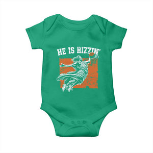 He is Rizzin Baby Onesie Funny Jesus Playing Basketball Vintage Faith TS10 Irish Green Print Your Wear