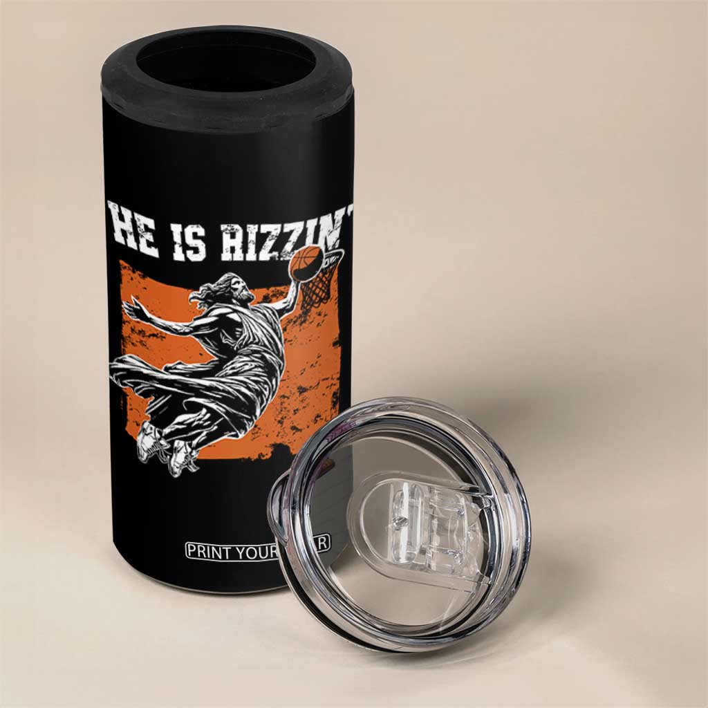 He is Rizzin 4 in 1 Can Cooler Tumbler Funny Jesus Playing Basketball Vintage Faith TS10 Print Your Wear