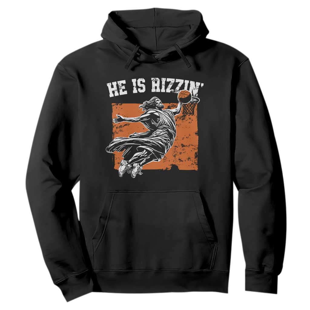 He is Rizzin Hoodie Funny Jesus Playing Basketball Vintage Faith TS10 Black Print Your Wear