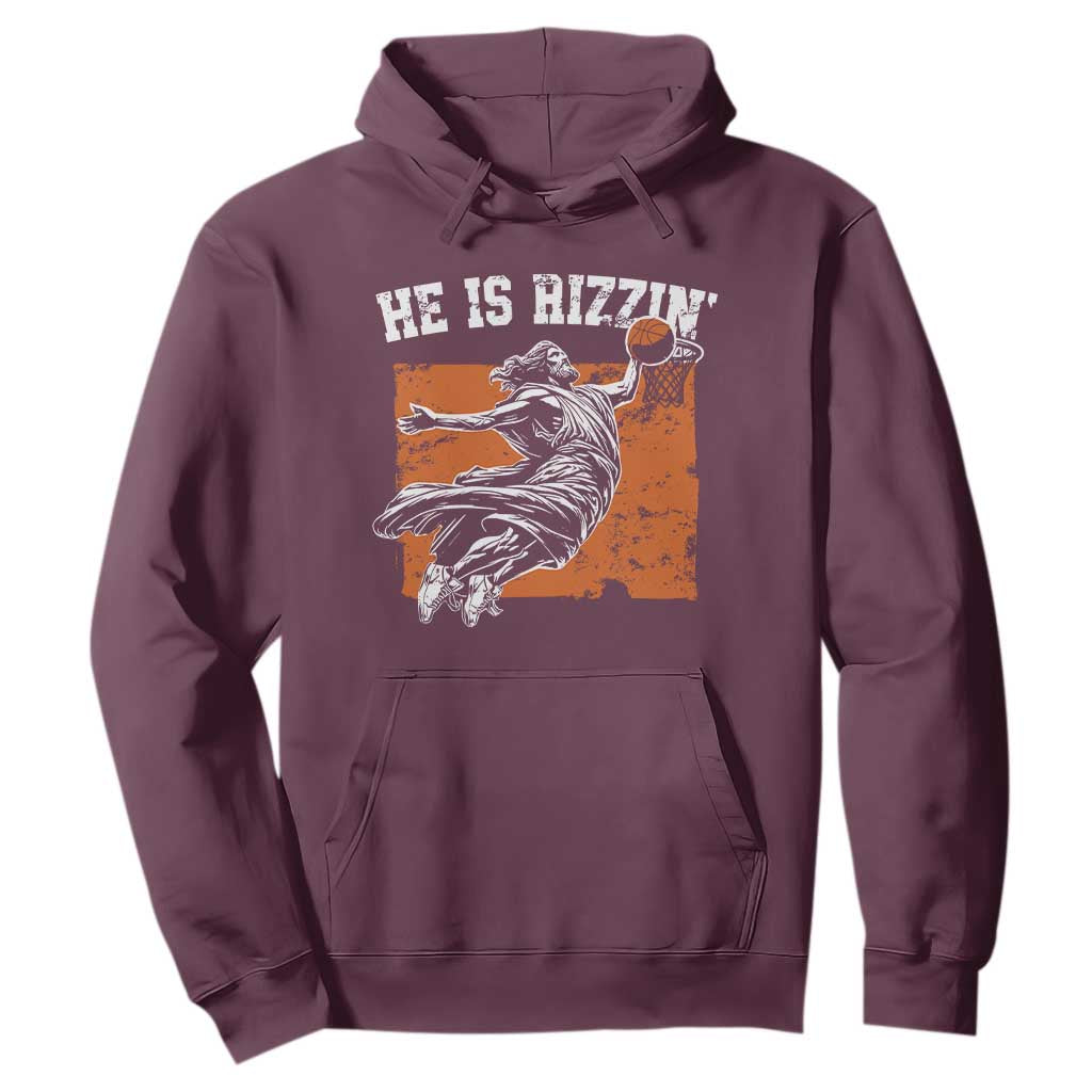 He is Rizzin Hoodie Funny Jesus Playing Basketball Vintage Faith TS10 Maroon Print Your Wear