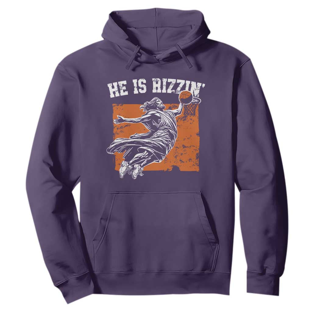 He is Rizzin Hoodie Funny Jesus Playing Basketball Vintage Faith TS10 Purple Print Your Wear