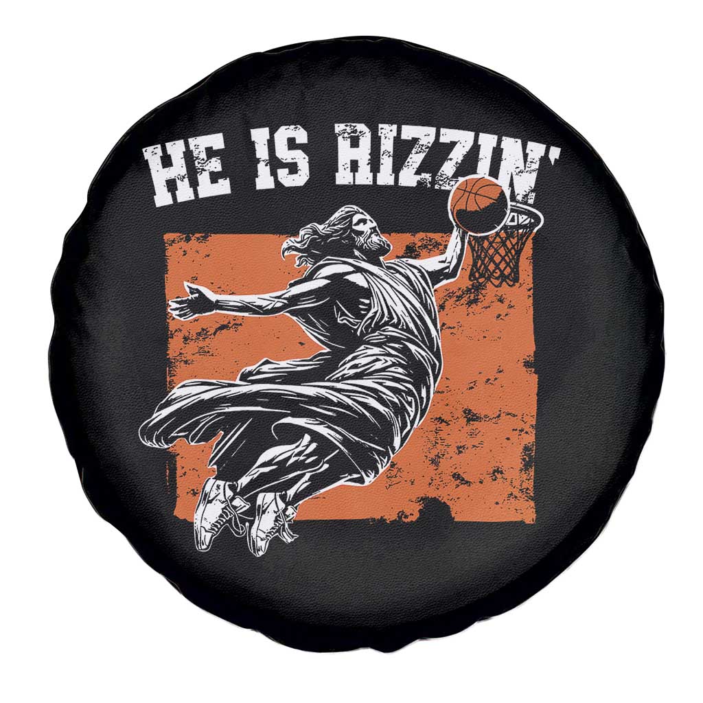 He is Rizzin Spare Tire Cover Funny Jesus Playing Basketball Vintage Faith TS10 Print Your Wear