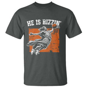 He is Rizzin T Shirt Funny Jesus Playing Basketball Vintage Faith TS10 Dark Heather Print Your Wear