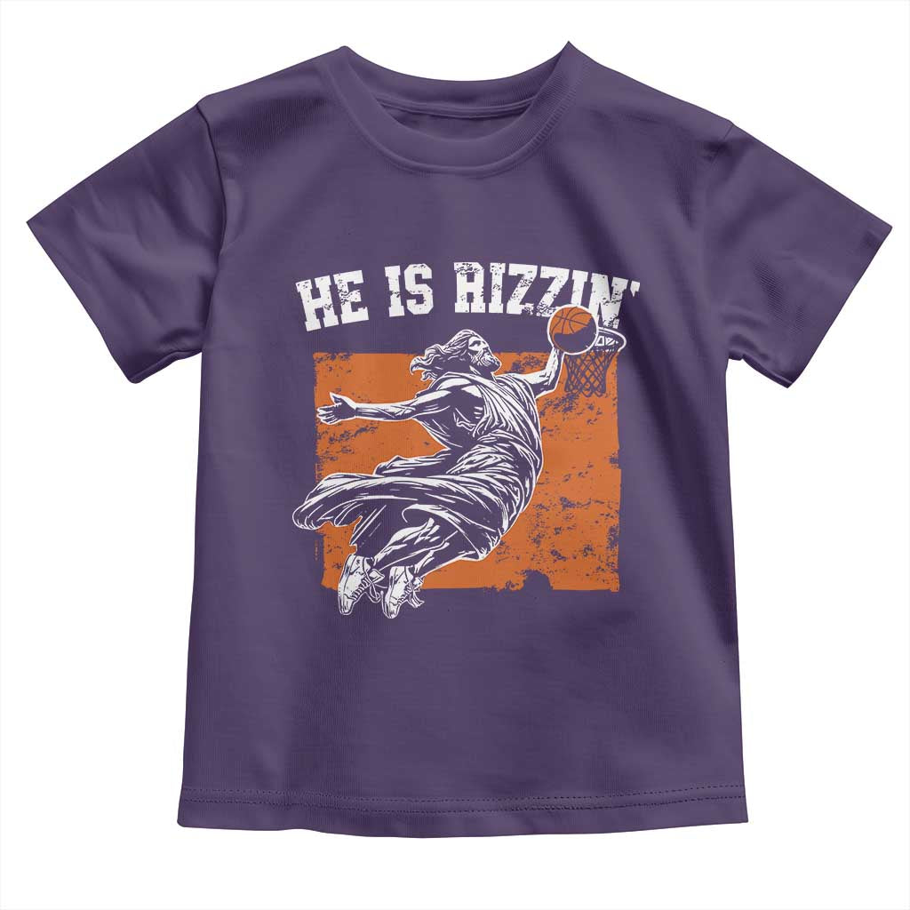 He is Rizzin Toddler T Shirt Funny Jesus Playing Basketball Vintage Faith TS10 Purple Print Your Wear