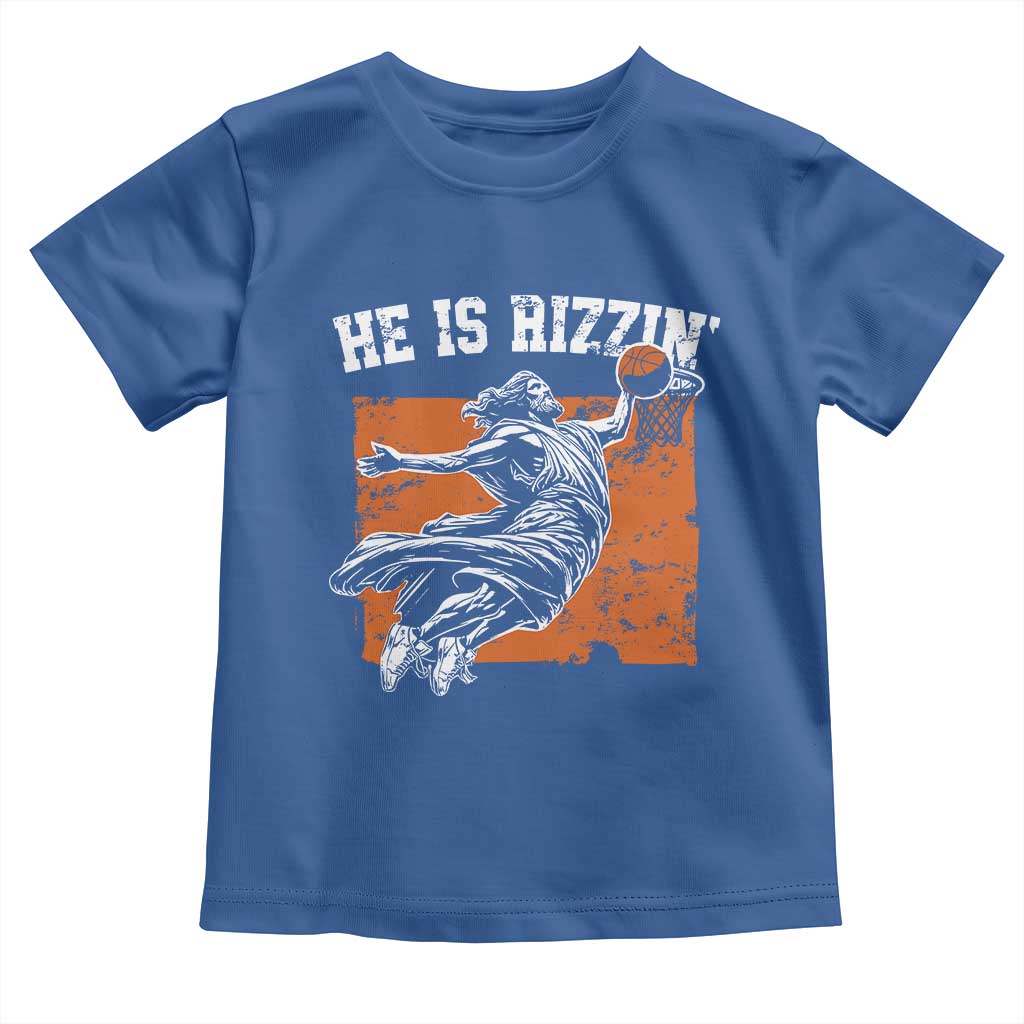 He is Rizzin Toddler T Shirt Funny Jesus Playing Basketball Vintage Faith TS10 Royal Blue Print Your Wear