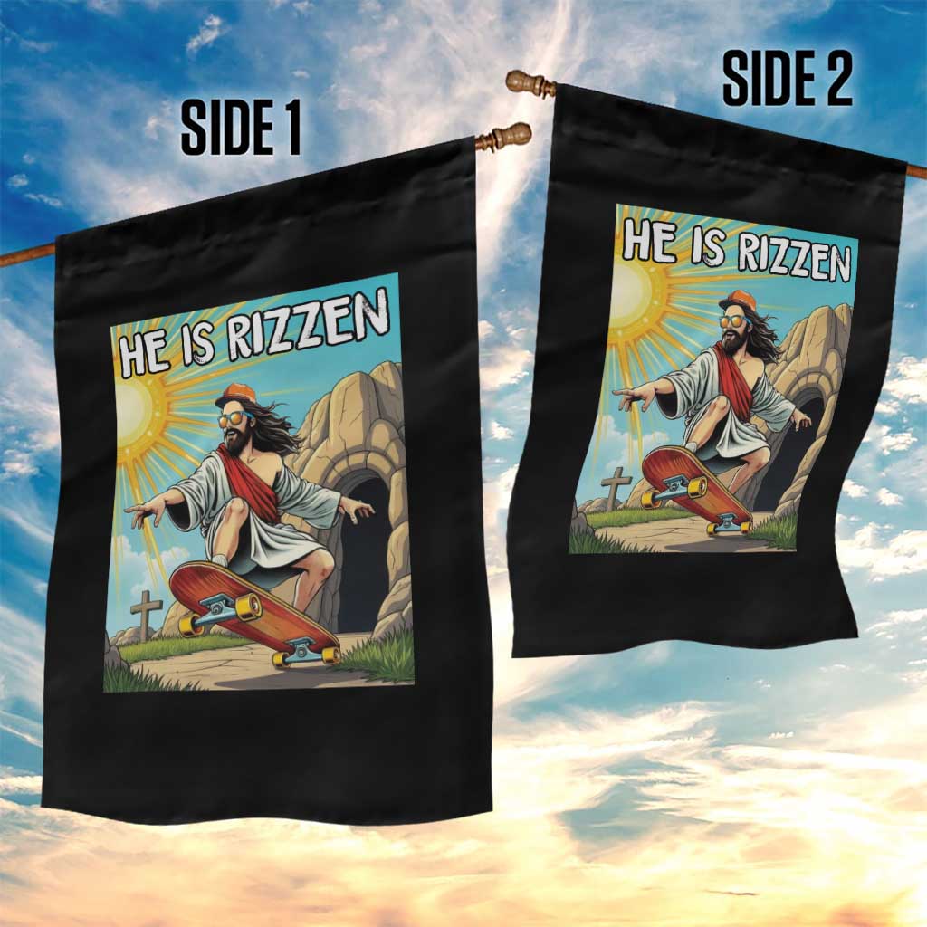 He is Rizzen Garden Flag Funny Jesus Skateboarding Christian Meme TS10 Print Your Wear