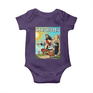 He is Rizzen Baby Onesie Funny Jesus Skateboarding Christian Meme TS10 Purple Print Your Wear