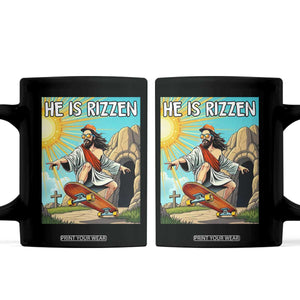 He is Rizzen Coffee Mug Funny Jesus Skateboarding Christian Meme TS10 Black Print Your Wear