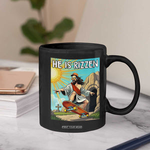 He is Rizzen Coffee Mug Funny Jesus Skateboarding Christian Meme TS10 Print Your Wear