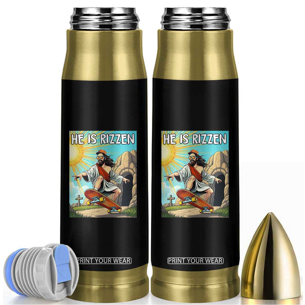 He is Rizzen Bullet Tumbler Funny Jesus Skateboarding Christian Meme TS10 Black Print Your Wear
