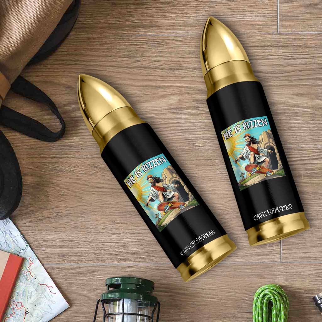 He is Rizzen Bullet Tumbler Funny Jesus Skateboarding Christian Meme TS10 Print Your Wear