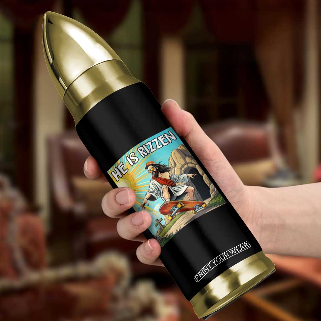He is Rizzen Bullet Tumbler Funny Jesus Skateboarding Christian Meme TS10 Print Your Wear