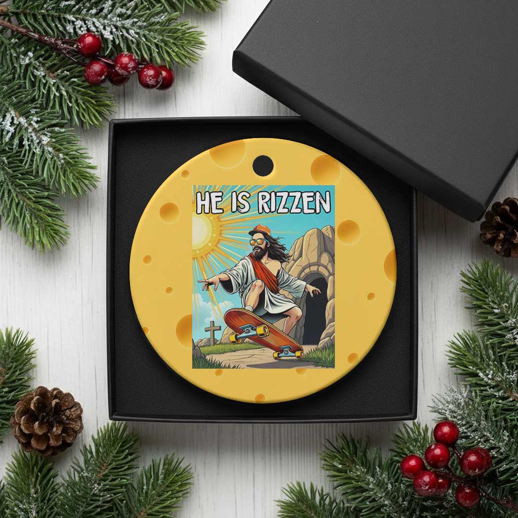He is Rizzen Ceramic Ornament Funny Jesus Skateboarding Christian Meme TS10 1pc Yellow Cheese Print Your Wear