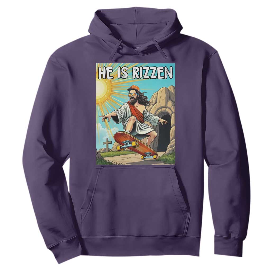 He is Rizzen Hoodie Funny Jesus Skateboarding Christian Meme TS10 Purple Print Your Wear