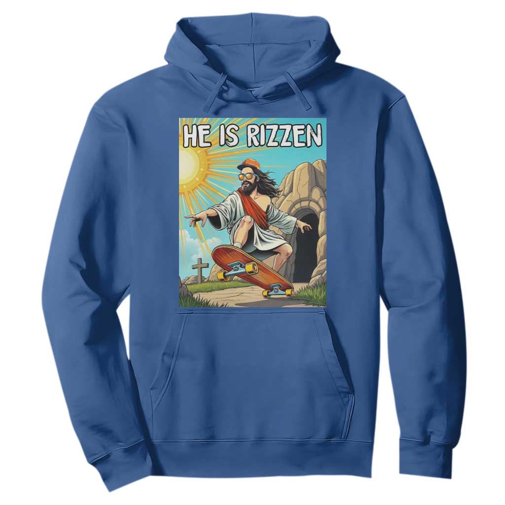 He is Rizzen Hoodie Funny Jesus Skateboarding Christian Meme TS10 Royal Blue Print Your Wear