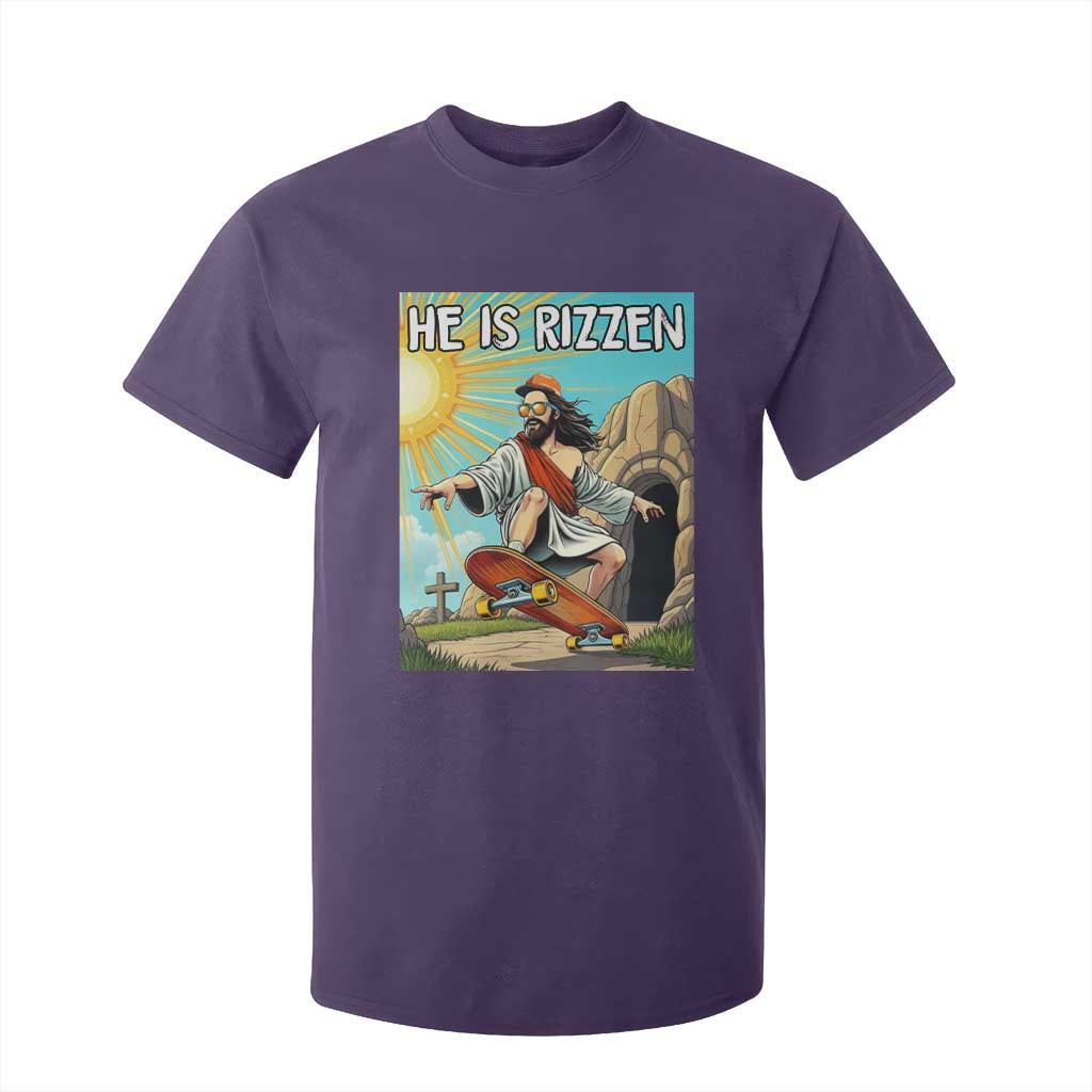 He is Rizzen T Shirt For Kid Funny Jesus Skateboarding Christian Meme TS10 Purple Print Your Wear