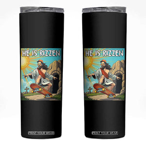 He is Rizzen Skinny Tumbler Funny Jesus Skateboarding Christian Meme TS10 Black Print Your Wear