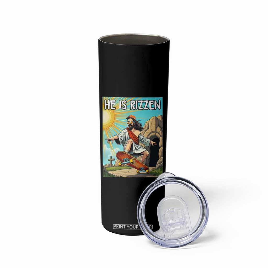 He is Rizzen Skinny Tumbler Funny Jesus Skateboarding Christian Meme TS10 Print Your Wear