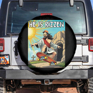 He is Rizzen Spare Tire Cover Funny Jesus Skateboarding Christian Meme TS10 No hole Black Print Your Wear