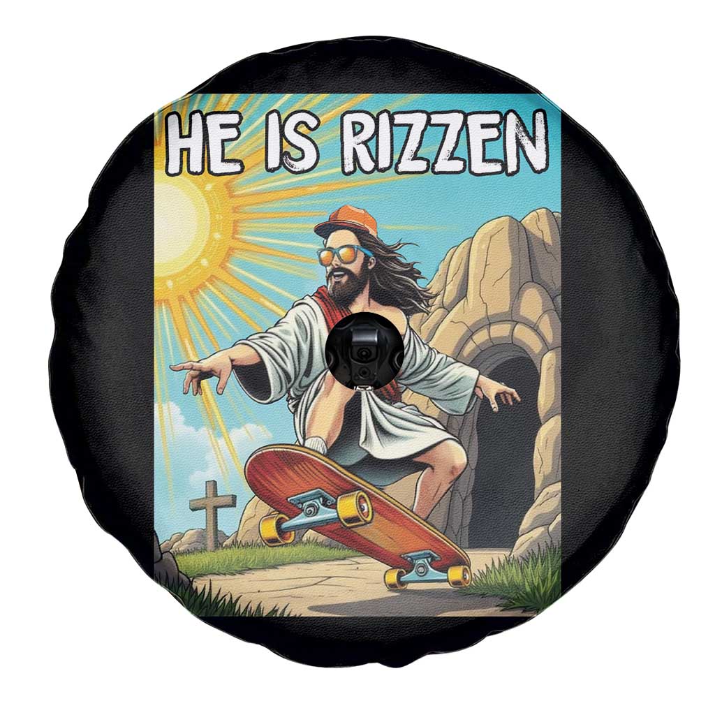 He is Rizzen Spare Tire Cover Funny Jesus Skateboarding Christian Meme TS10 Print Your Wear