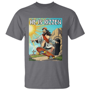 He is Rizzen T Shirt Funny Jesus Skateboarding Christian Meme TS10 Charcoal Print Your Wear
