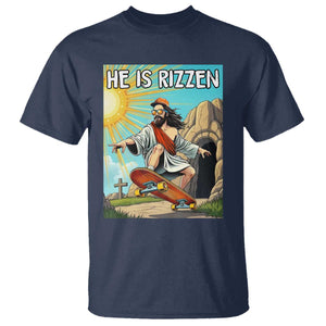 He is Rizzen T Shirt Funny Jesus Skateboarding Christian Meme TS10 Navy Print Your Wear