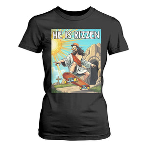 He is Rizzen T Shirt For Women Funny Jesus Skateboarding Christian Meme TS10 Black Print Your Wear