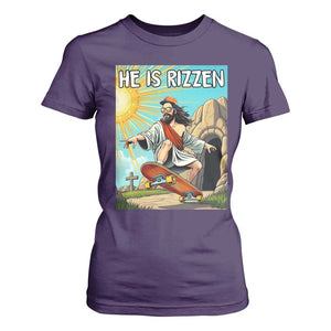 He is Rizzen T Shirt For Women Funny Jesus Skateboarding Christian Meme TS10 Purple Print Your Wear