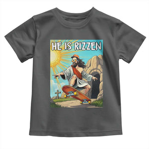 He is Rizzen Toddler T Shirt Funny Jesus Skateboarding Christian Meme TS10 Dark Heather Print Your Wear