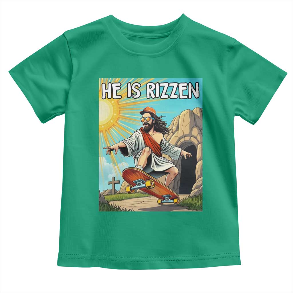 He is Rizzen Toddler T Shirt Funny Jesus Skateboarding Christian Meme TS10 Irish Green Print Your Wear