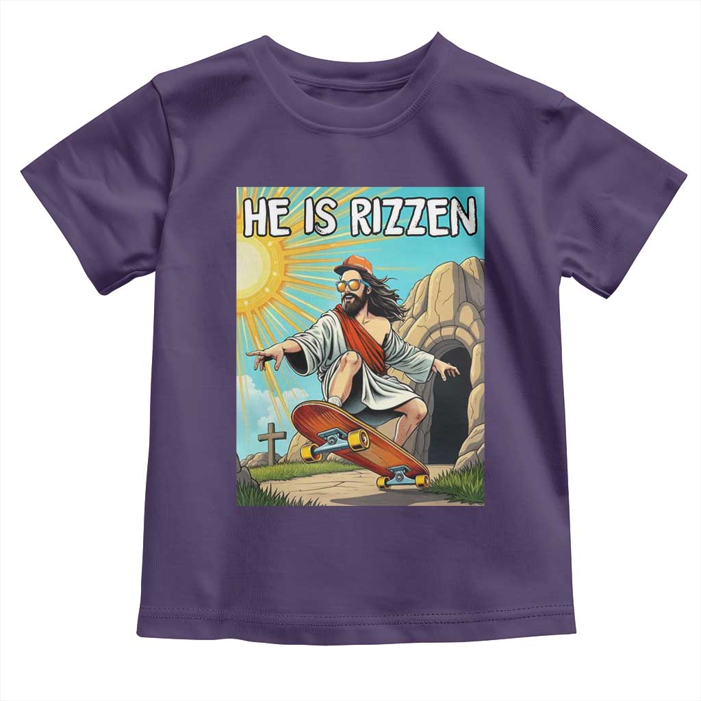 He is Rizzen Toddler T Shirt Funny Jesus Skateboarding Christian Meme TS10 Purple Print Your Wear