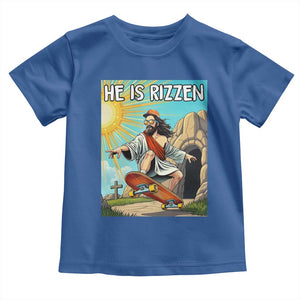 He is Rizzen Toddler T Shirt Funny Jesus Skateboarding Christian Meme TS10 Royal Blue Print Your Wear