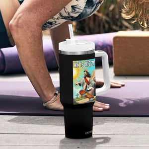 He is Rizzen Tumbler With Handle Funny Jesus Skateboarding Christian Meme TS10 Print Your Wear