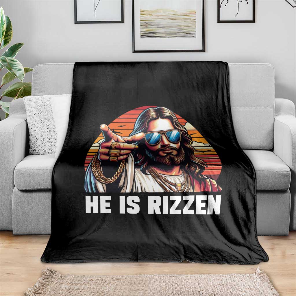 He is Rizzin Throw Blanket Funny Jesus Vintage Faith TS10 Print Your Wear