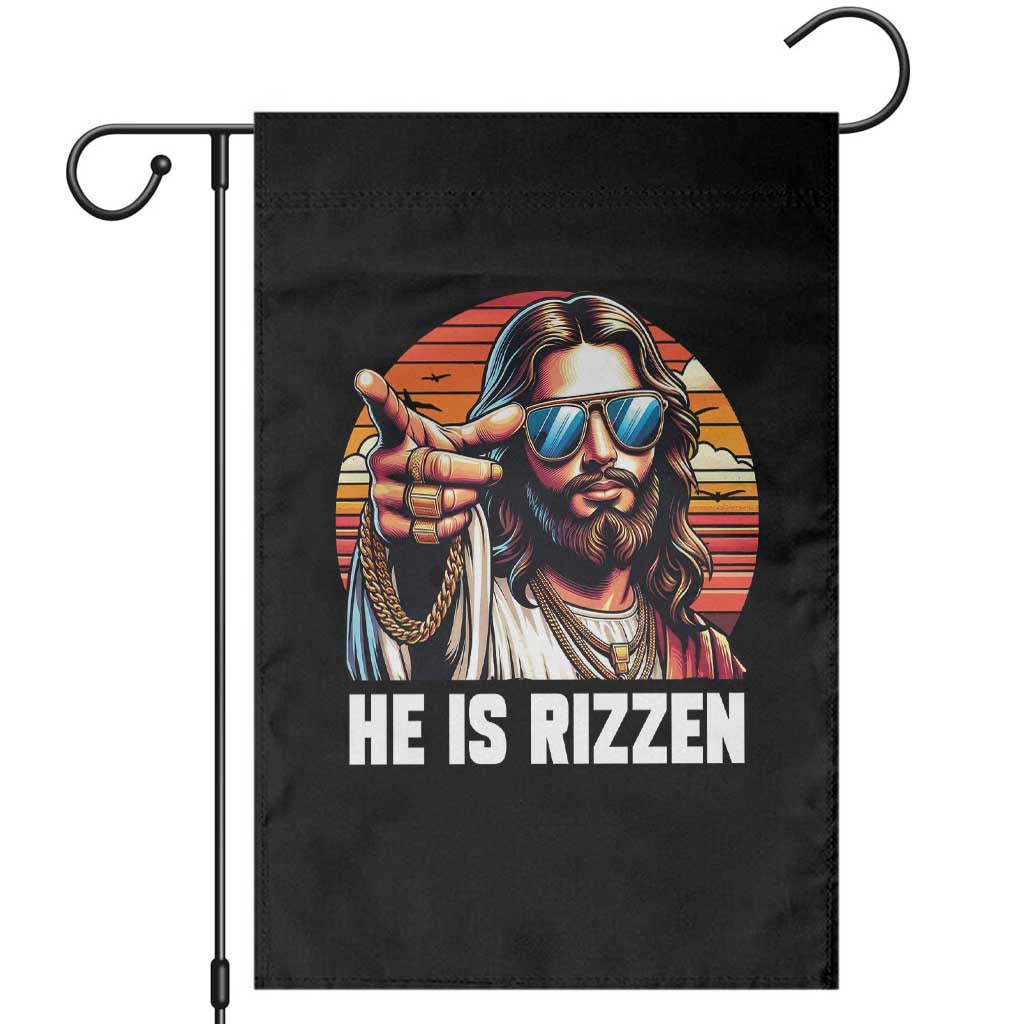 He is Rizzin Garden Flag Funny Jesus Vintage Faith TS10 Black Print Your Wear