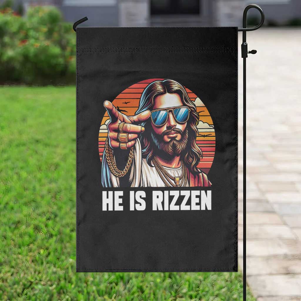 He is Rizzin Garden Flag Funny Jesus Vintage Faith TS10 Print Your Wear