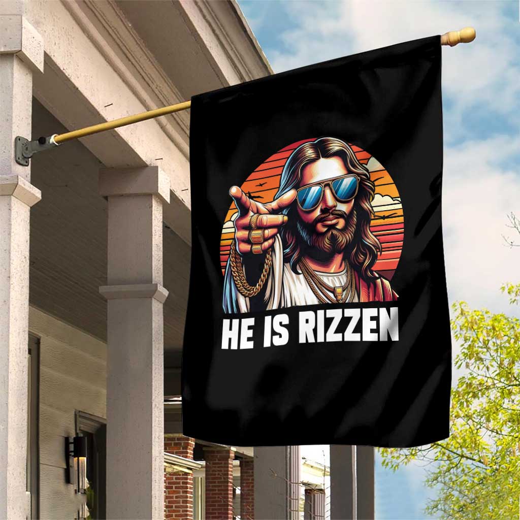 He is Rizzin Garden Flag Funny Jesus Vintage Faith TS10 Print Your Wear
