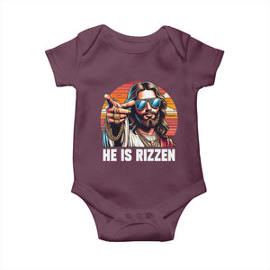 He is Rizzin Baby Onesie Funny Jesus Vintage Faith TS10 Maroon Print Your Wear