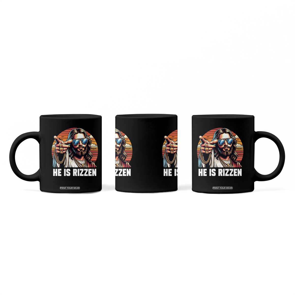 He is Rizzin Coffee Mug Funny Jesus Vintage Faith TS10 Print Your Wear